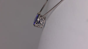 14K White Gold Box Link Bezel Set Tanzanite Necklace 1.04 Carats