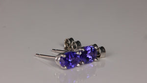 14K White Gold Oval Tanzanite Stud Earrings 1.37 Carats
