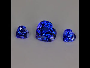 Tanzanite Heart Shape Trio 5.12 Carats Total Weight