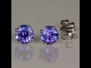 14K White Gold Tanzanite Stud Earrings 1.19 Carats