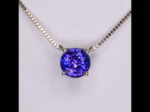 Round Solitair Floating Tanzanite Necklace in 14k White Gold