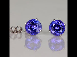 14K White Gold Tanzanite Stud Earrings 2.90 Carats