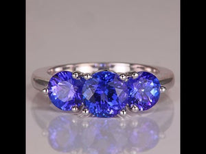 14K White Gold Round Brilliant Tanzanite Ring 3.49 Carats