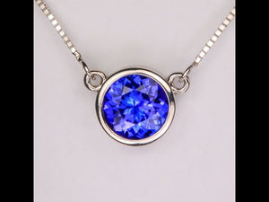 14K White Gold Bezel Set Tanzanite Necklace 1.41 Carats