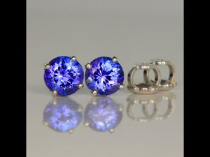 Purple Screwback Round Tanzanite Earrings
