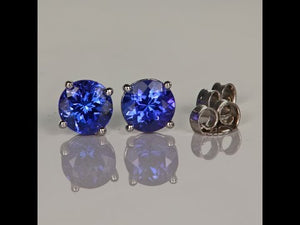 1.48ctw Round Tanzanite Stud Earrings in 14k White Gold