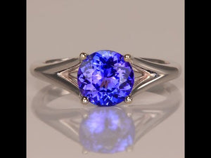 14K White Gold Tanzanite Solitaire Ring 1.71 Carats