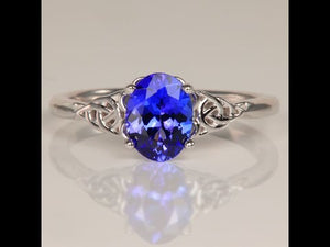 14K White Gold Oval Cut Tanzanite Ring 1.26 Carats