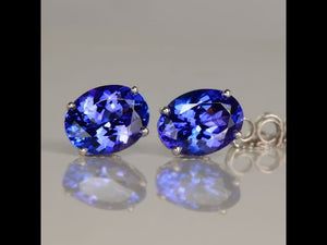 oval tanzanite gemstone earrings
