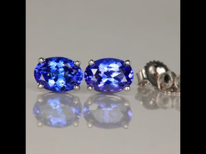 oval tanzanite earrings in white gold