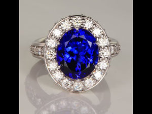 14K White Gold Tanzanite and Diamond Ring 5.52 Carats