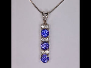 14K White Gold Tanzanite and Diamond Pendant 2.47 Carats