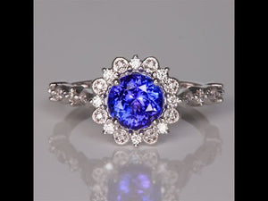 Round Tanzanite And Diamond Ring 1.56ct