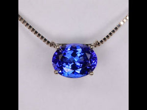 1.94ct Floating Oval Tanzanite Necklace in 14k White Gold