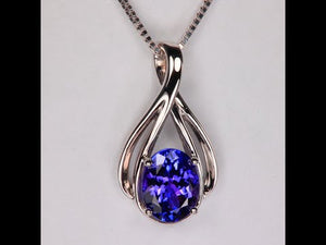 Oval 1.99ct Tanzanite Pendant in 14k White Gold