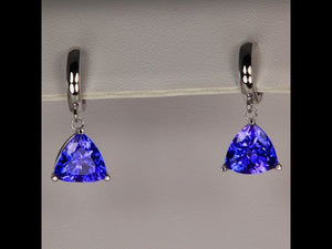 14K White Gold Trilliant Tanzanite Earrings 5.40 Carats