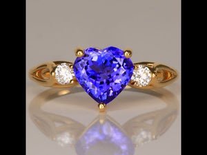 18K Yellow Gold Heart Shape Tanzanite Ring 2.00 Carats