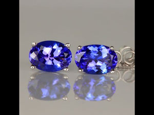 Oval 14k white gold tanzanite earrings