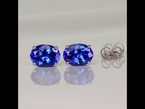 2.35ct Oval Tanzanite Earrings in 14k White Gold
