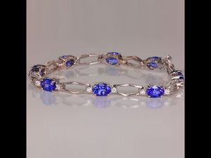 14K White Gold Oval Cut Tanzanite Bracelet 6.93 Carats