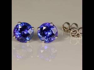 Tanzanite Round Earrings 3 carat blue purple