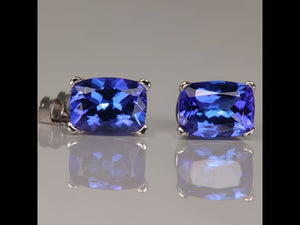 14K White Gold and Tanzanite Earrings 2.98 Carats