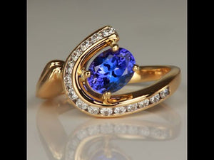 On Hold for  Beth L  14K Yellow Gold Oval Tanzanite and Channel Set Diamond Ring 1.45 Carats