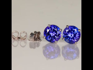 14K White Gold Tanzanite Stud Earrings 2.02 Carats