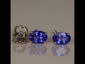 14K White Gold Oval Tanzanite Earrings 1.37 Carats