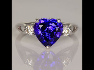 ON HOLD JK Tanzanite Heart Ring 3.49 Carats With Diamond Accent