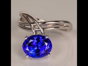 14K White Gold Oval Tanzanite Ring 4.45 Carats