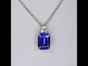 Tanzanite and Diamond Pendant Necklace 1.74 Carat