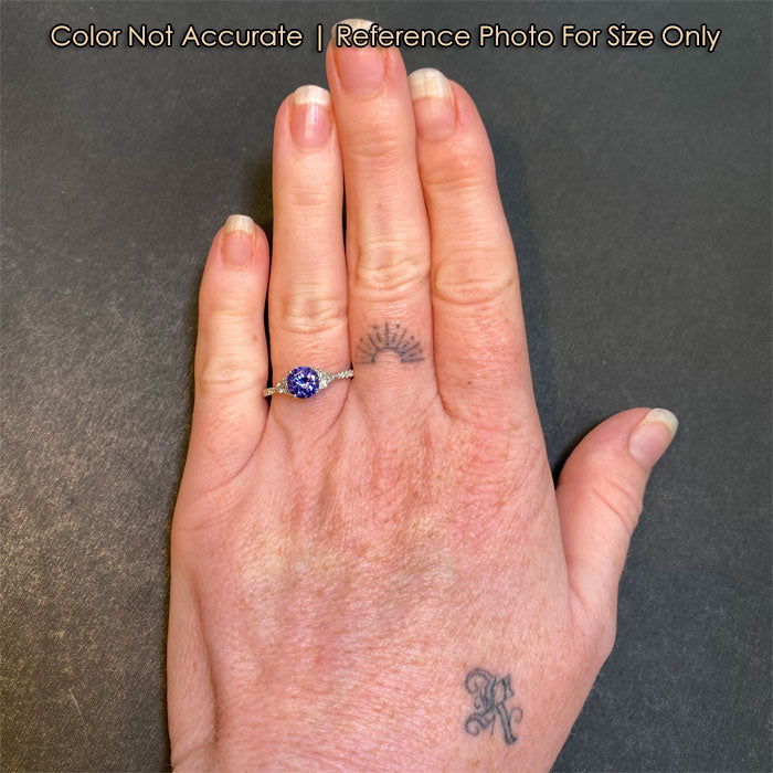 size of tanzanite white gold and diamond ring