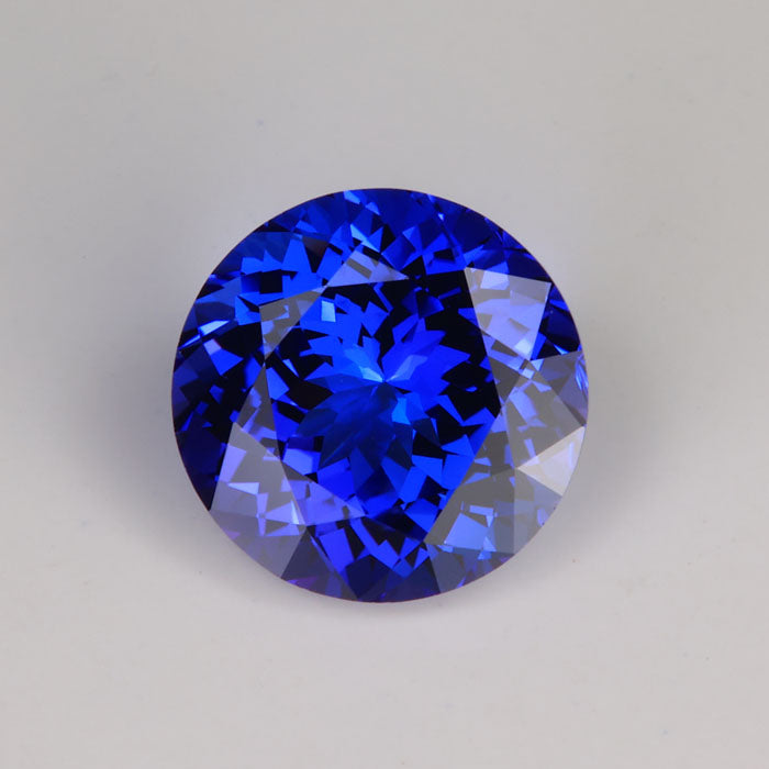 tanzanite gemstone round brilliant mostly blue