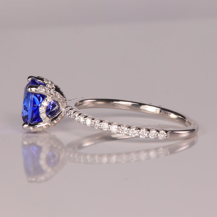 white gold diamond and tanzanite gemstone ring