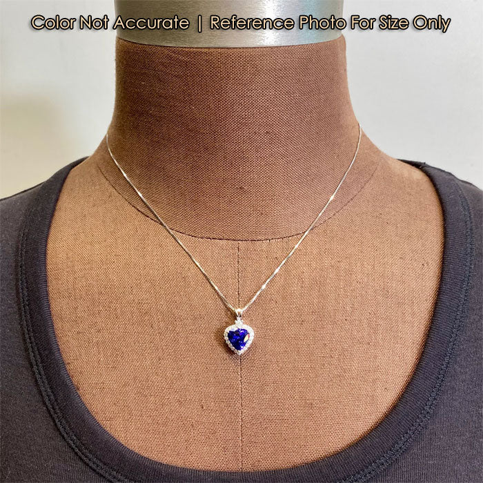 heart shape tanzanite gemstone and diamond pendant size on 