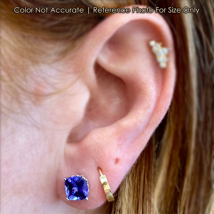 white gold square cushion tanzanite studs size