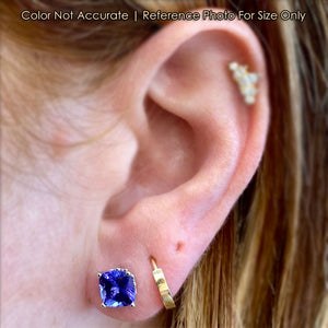 white gold square cushion tanzanite studs size