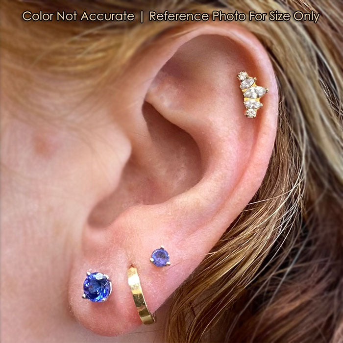size of tanzanite studs on ear