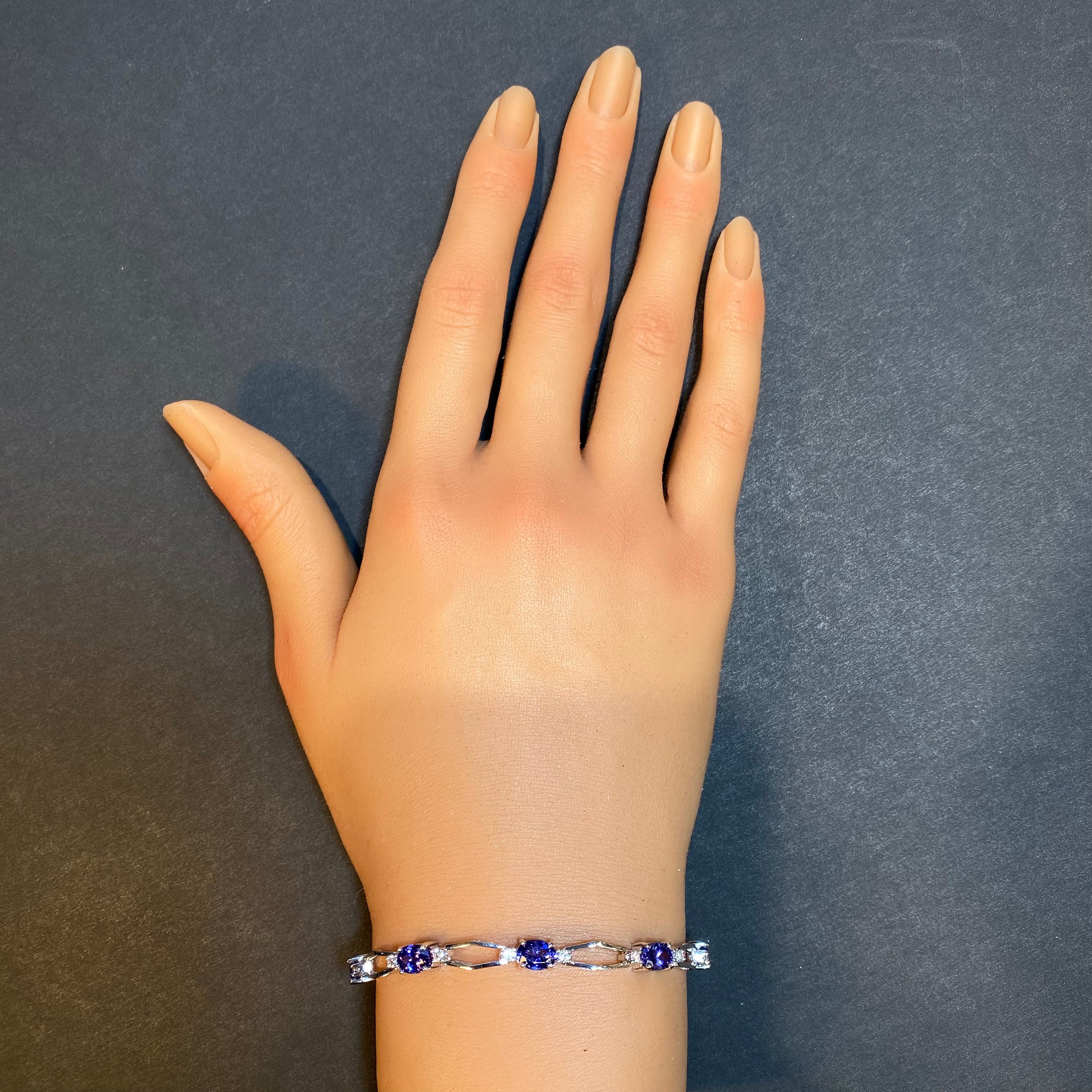 ON HOLD FOR RHONDA 14K White Gold Oval Cut Tanzanite Bracelet 6.93 Carats