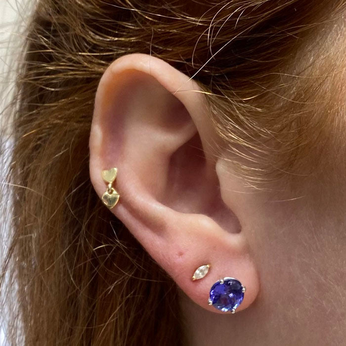 round cut tanzanite earrings stud white gold