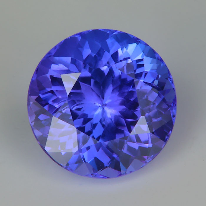 blue violet tanzanite gemstone round brilliant cut