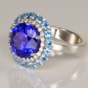 tanzanite aquamarine diamond ring