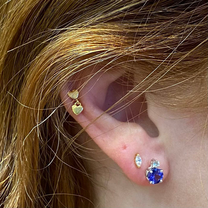 round tanzanite diamond earring