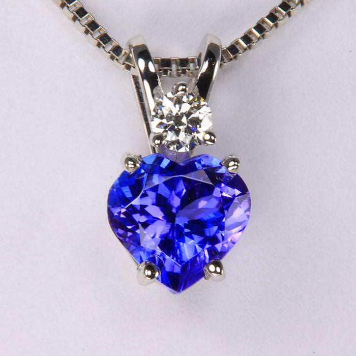 tanzanite heart shape pendant with diamond