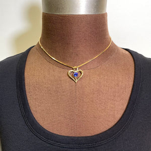 yellow gold heart tanzanite pendant