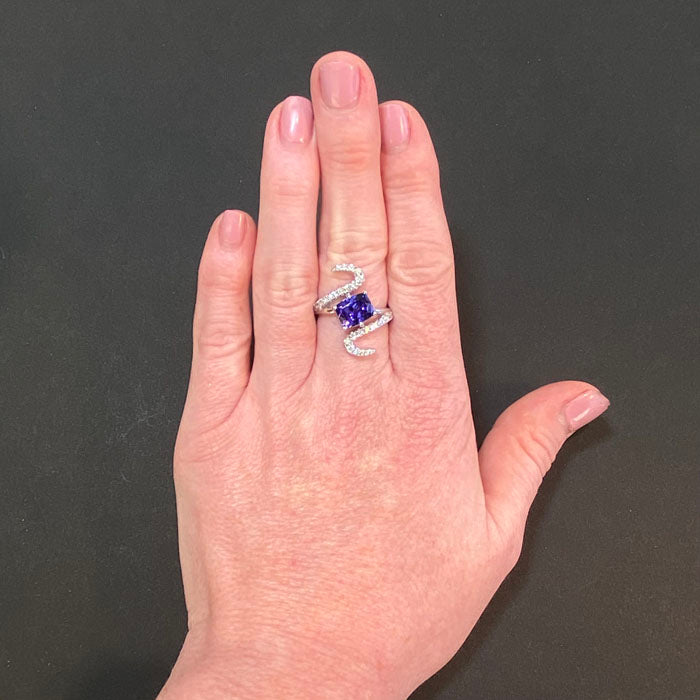 tanzanite ring custom antique cushion cut