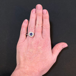 tanzanite and diamond ring round double halo