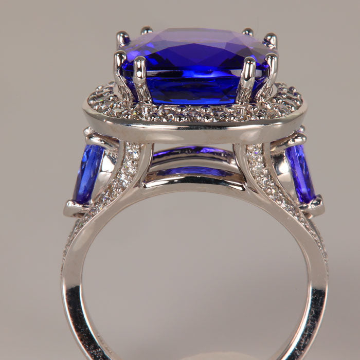 square cushion tanzanite ring