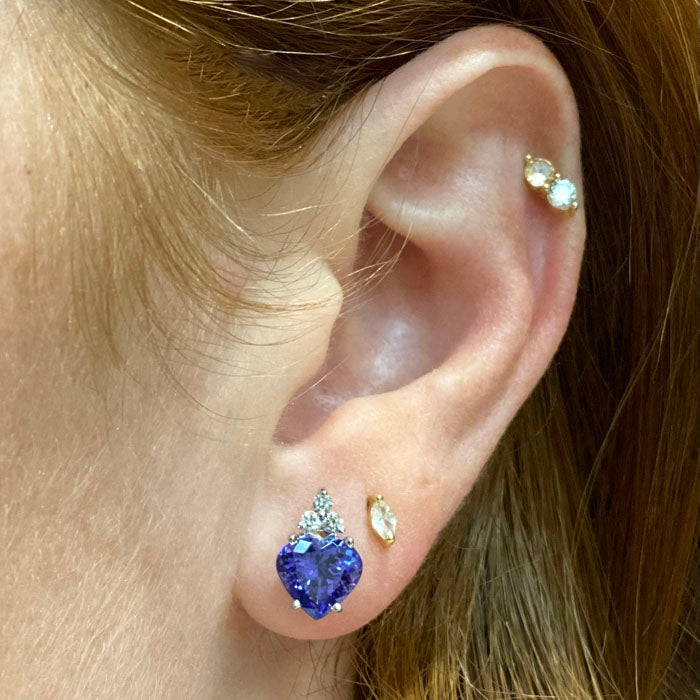 Heart shape tanzanite earring and pendant set